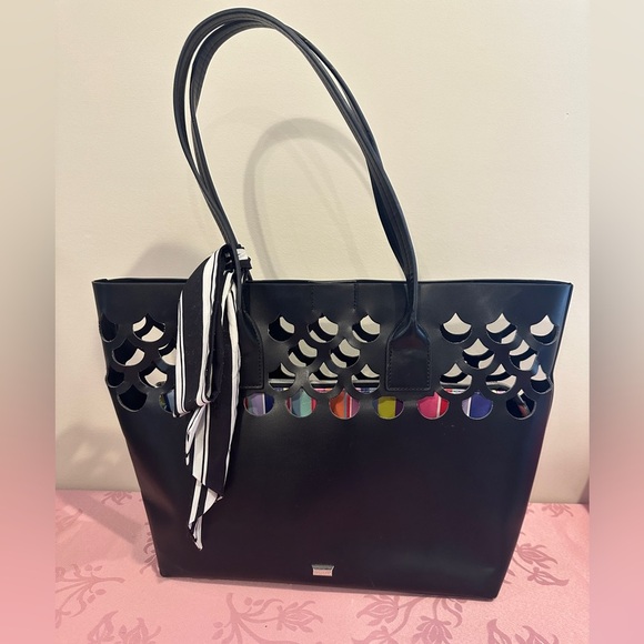 Betsey Johnson black tote with removable zipper pouch - Picture 1 of 7